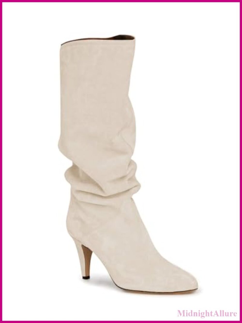 Womens Slouchy Knee High Boots Wide Calf Kitten Heel Pointed Toe Pull On
